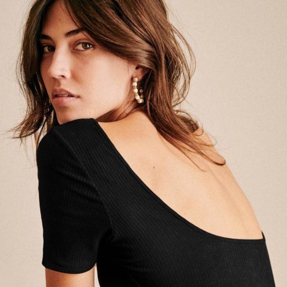 Sezane Coline Bodysuit Sz M in Black - Picture 1 of 5